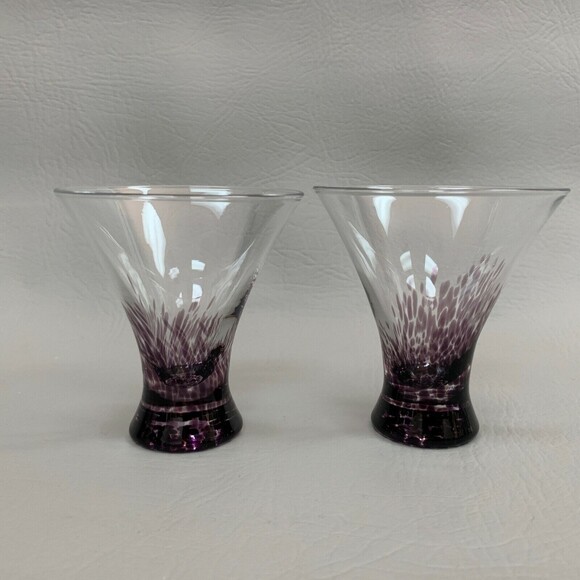 Cordial Glass Glasses Speckled Purple 3 1/2" Lot of 2 - Picture 2 of 6